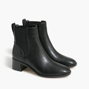 J. Crew Leather Chelsea Elastic Ankle Booties Round Toe Black Size US 8.5 NWOB